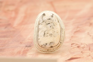 Native American Jewelry Genuine White Buffalo Turquoise Sterling Silver Ring
